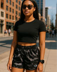 RF Wear Women's Bats Shorts - Black/Grey - Model Front View