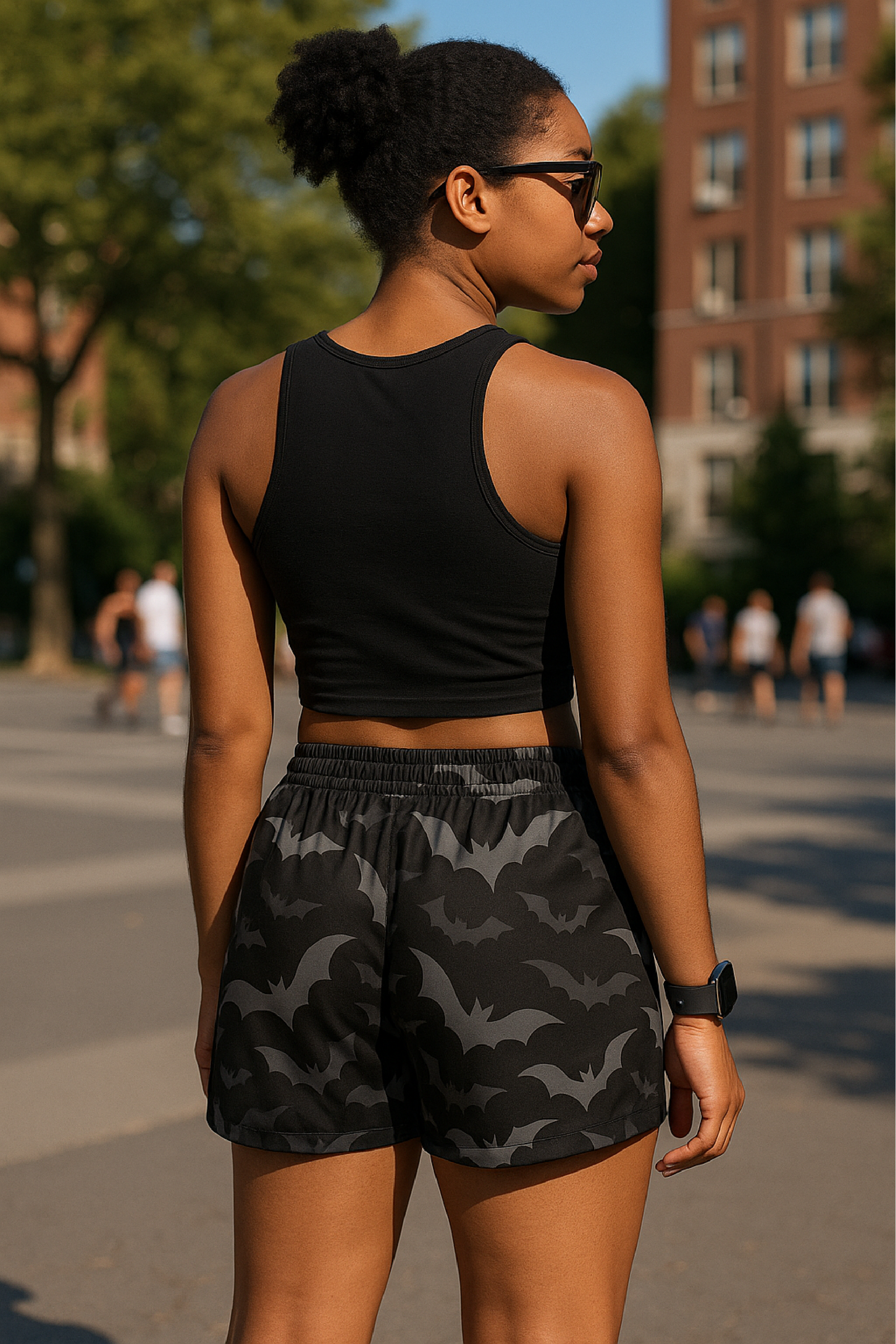 RF Wear Women's Bats Shorts - Black/Grey - Model Back View