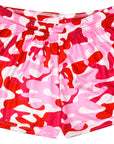 RF Wear Women's Camo Shorts - Pink/Red - Close Up