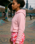RF Wear Women's Camo Shorts - Pink/Red - Model Side View