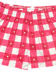 RF-Wear Women's Checkered Heart Shorts in White & Pink
