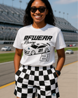 RF Wear Women's Checkered Pocket Shorts - Black/White - Model Front View