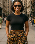 RF Wear Women's Cheetah Pocket Shorts - Brown - Model Front View
