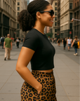 RF Wear Women's Cheetah Pocket Shorts - Brown - Model Side View