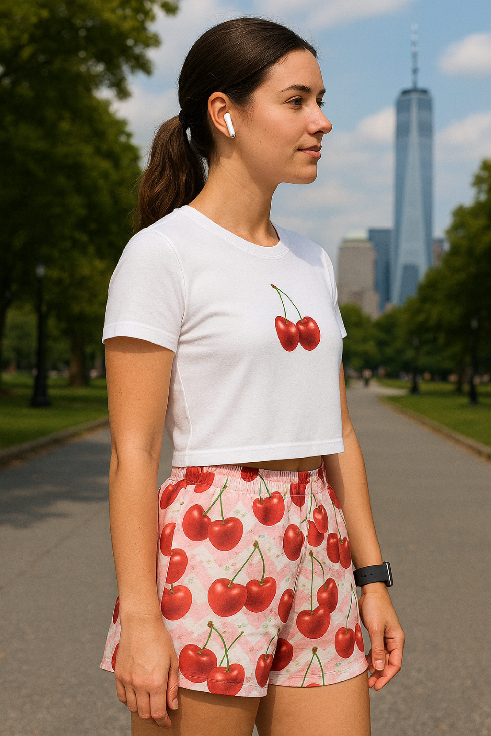 RF Wear Women's Cherry Chevron Shorts - Pink/Red - side