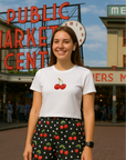 RF Wear Women's Cherry Polka Dot Shorts - Black/White/Red - Front View