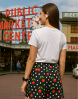 RF Wear Women's Cherry Polka Dot Shorts - Black/White/Red - Back View
