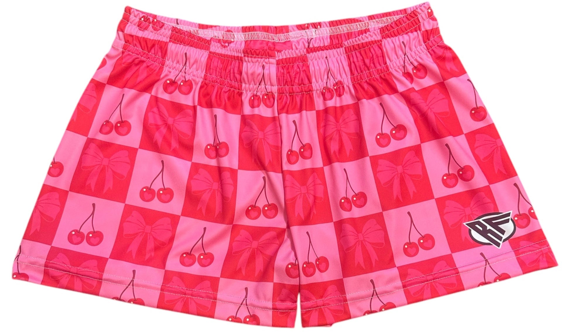 RF Wear Women's Cherry and Bow Checkered Shorts - Pink