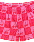 RF-Wear Women's Cherry and Bow Checkered Shorts in Pink