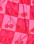 RF-Wear Women's Cherry and Bow Checkered Shorts in Pink