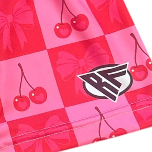 RF Wear Women's Cherry and Bow Checkered Shorts - Pink