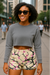 RF Wear Women's Cropped Fleece Lightweight Crewneck - Solid Grey - Model Front View