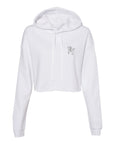 RF Wear Women's Cropped Fleece Lightweight Hoodie - RF Initials - White