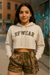 RF Wear Women's Cropped Fleece Lightweight Hoodie - Tree Camo - Cream - Model Front View