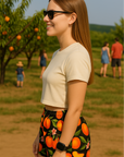 RF Wear Women's Cropped Flowy T-Shirt - Solid Color - Natural - Model Side View
