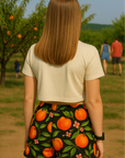 RF Wear Women's Cropped Flowy T-Shirt - Solid Color - Natural - Model Back View