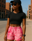 RF Wear Women's Desert Camo Shorts - Pink - Model Front View