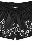 RF Wear Women's Fire Shorts - Black/White - Close Up