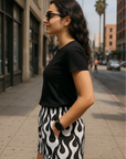 RF Wear Women's Flame Pocket Shorts - Black/White - Model Side View