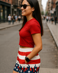 RF Wear Women's Flame Pocket Shorts - Patriotic - Model Side View