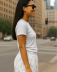 RF Wear Women's Flame Pocket Shorts - White/Grey - Model Side View