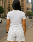 RF Wear Women's Flame Pocket Shorts - White/Grey - Model Back View