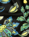 Close-up of RF-Wear Women's Floral 2.0 Shorts - Black/Blue/Yellow