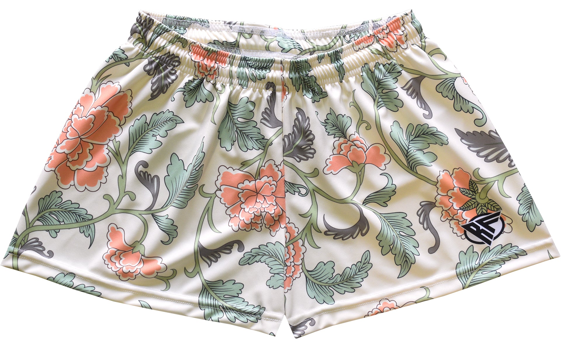 RF Wear Women's Floral Carnation Shorts - Cream/Peach - Front