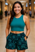 RF Wear Women's Floral Pocket Shorts - Black/Teal - Model Front View