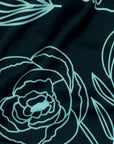 Close-up of RF-Wear Women's Floral Shorts in Black/Teal