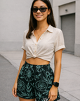 RF-Wear Women's Floral Shorts - Black/Teal