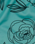 Close-up of RF-Wear Women's Floral Shorts in Teal/Black