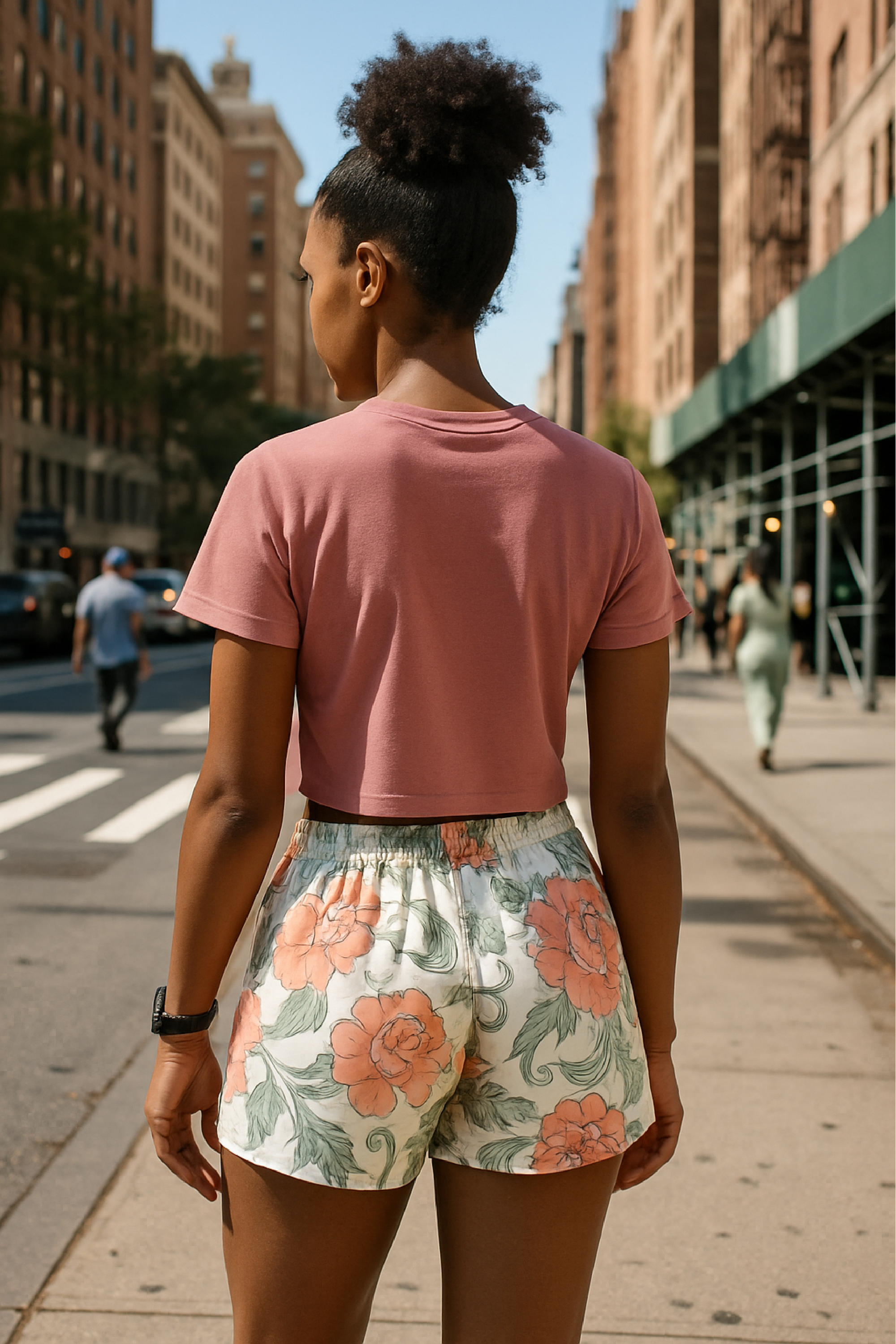 RF Wear Women's Flowy Crop T-Shirt - Mauve - Model Back View