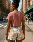 RF Wear Women's Flowy Crop T-Shirt - Mauve - Model Back View