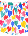 RF-Wear Women's Heart Shorts in White/Multicolor
