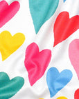 Close-up of RF-Wear Women's Heart Shorts in White/Multicolor