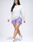 Woman Wearing RF-Wear Women's Houndstooth Shorts in Lavender