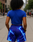 RF Wear Women's Lightning Pocket Shorts - Blue - Model Back View