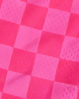 Close-up of RF-Wear Women's Mesh Checkered Shorts in Fuchsia