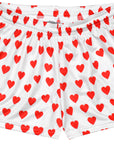 RF-Wear Women's Mini Heart Shorts in White/Red