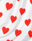 Close-up of RF-Wear Women's Mini Heart Shorts in White/Red