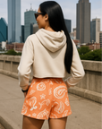 RF Wear Women's Paisley Pocket Shorts - Apricot/Cream - Model Back View