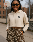 RF Wear Women's Paisley Pocket Shorts - Mocha/Cream - Model Front View