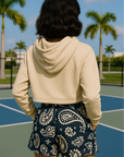 RF Wear Women's Paisley Pocket Shorts - Navy/Cream - Model Back View