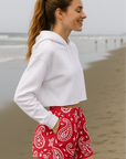 RF Wear Women's Paisley Pocket Shorts - Red/White - Model Side View