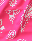 Close-up of RF-Wear Women's Paisley Shorts in Fuchsia/White