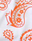 Close-up of RF-Wear Women's Paisley Shorts - White/Orange