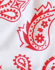 Close-up of RF-Wear Women's Paisley Shorts - White/Red