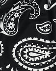 Close-up of RF-Wear Women's Split Paisley Shorts in Black/Silver