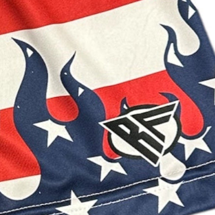 RF Wear Women's Patriotic Flame Shorts - Red/White/Blue